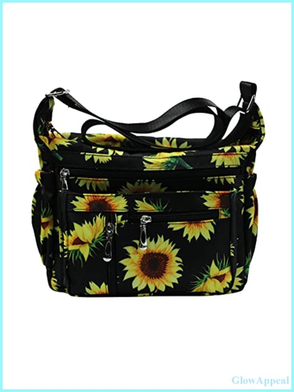 Nylon Water Resistant Crossbody Shoulder Bag Multi Pocket Travel Purse